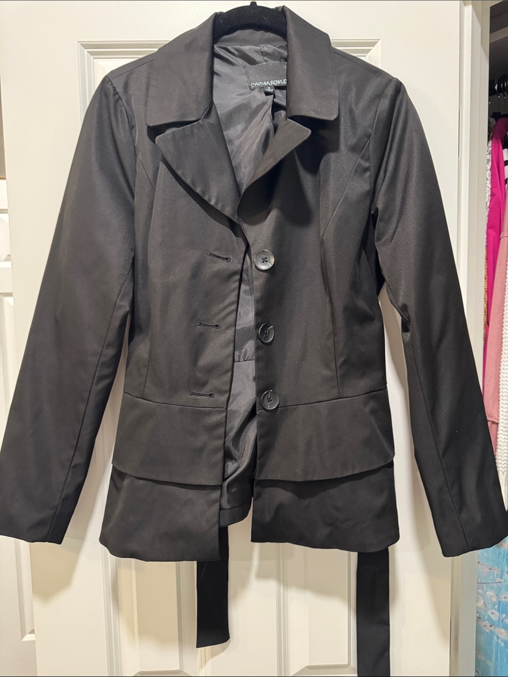 Cynthia Rowley Black Belted Peplum Blazer